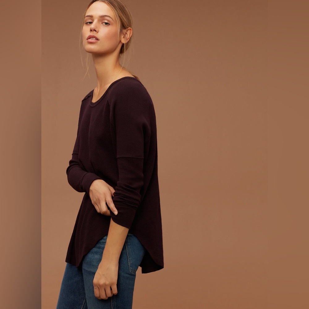 TNA Aritzia Alder Thermal Waffle Long Sleeve Top Medium